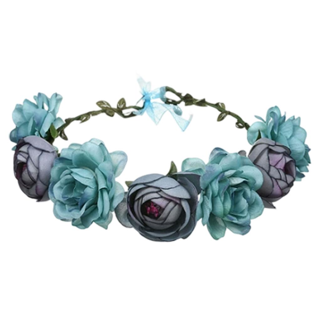 Wedding Bridal Hair Wreath Lightweight Flower Maternity Headband Multifunctional Rose Leaves Hair Wreath Party Hair Accessories