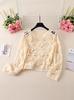 Plus Size Red Crochet Knit Sweater with 3D Floral Design for Women