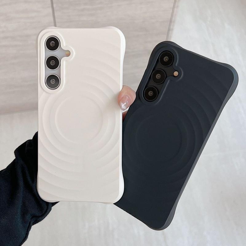 Per Custodia in Silicone con Motivo a Onde d'Acqua Samsung S2 S24 S23 Ultra Plus FE Ricarica Wireless Magnetica Protezione Bumper Copertura Morbida a Onda