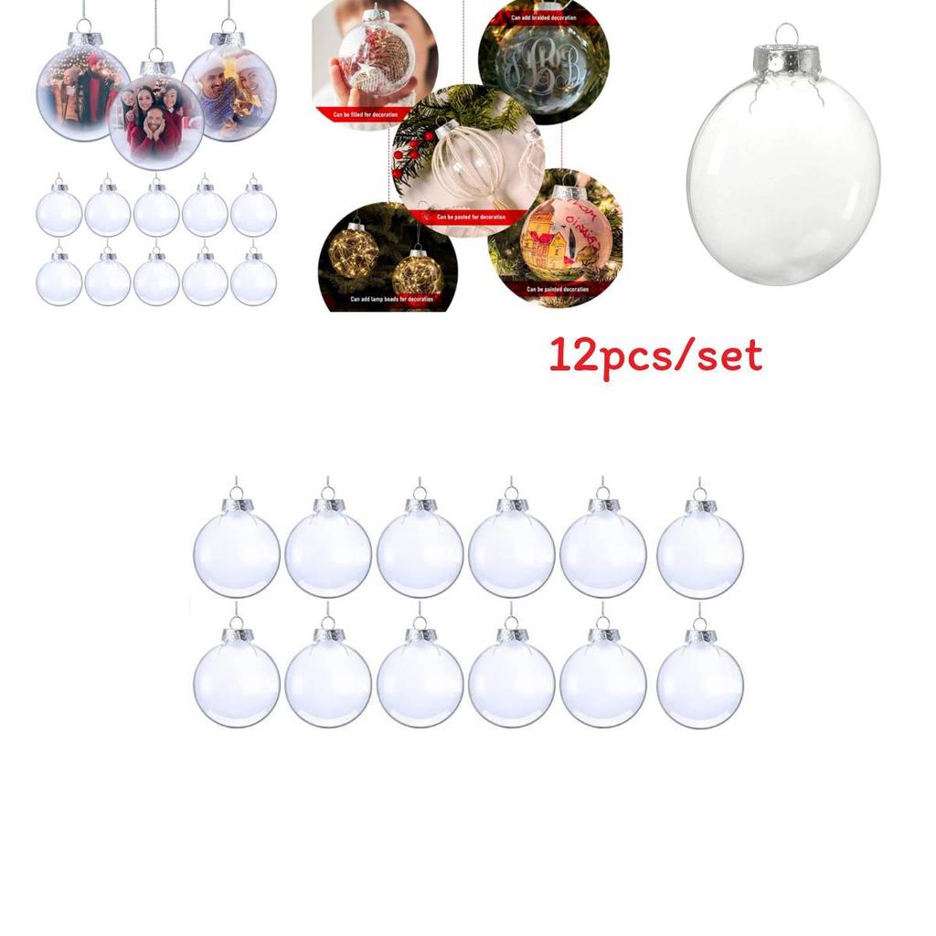 Christmas Ornament Ball With Modern Art Style In 6cm Transparent Plastic For Holiday Decor