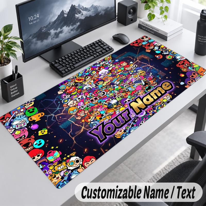 Custom Name Text Mouse Pad Brawl Stars Personalized Desk Pad For Work And Gaming