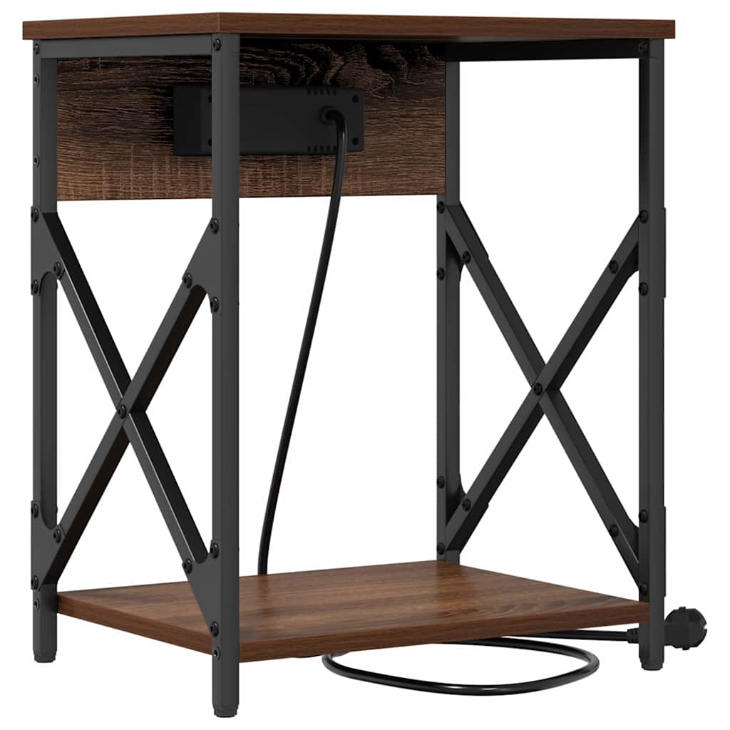 Nightstand Brown Oak Effect 41 X 31 X 51 Cm Engineered Wood
