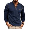 Men's Casual Tops Winter Fall Henley T-Shirt Long Sleeve Color Block, European American Size Outwear Crossborder