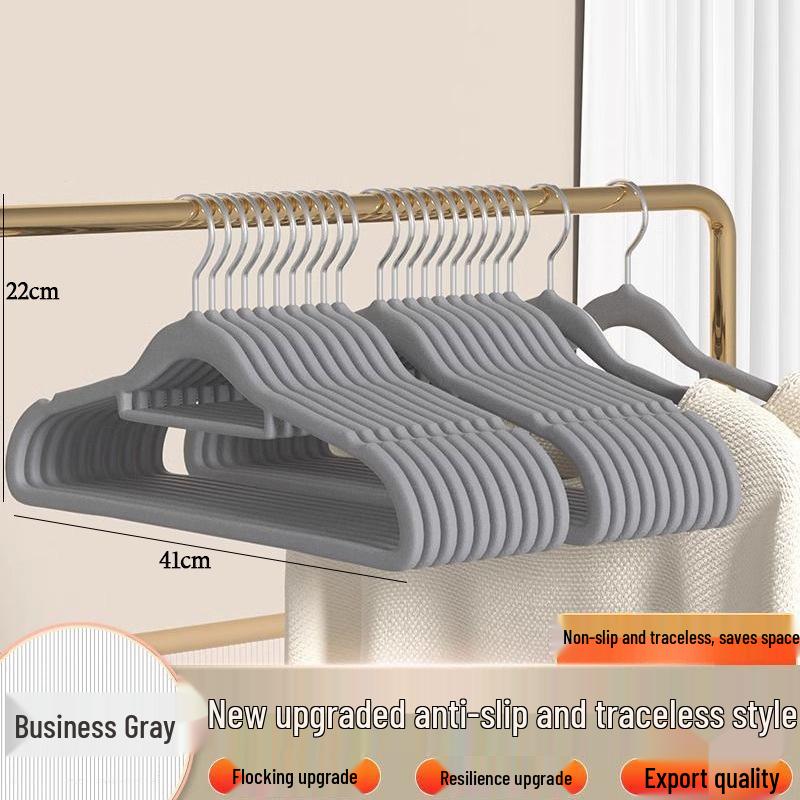 High-Grade Flocked Clothes Hanger: Traceless, Non-Deforming, 26 Styles, Perfect for Dormitory Storage and Drying.
