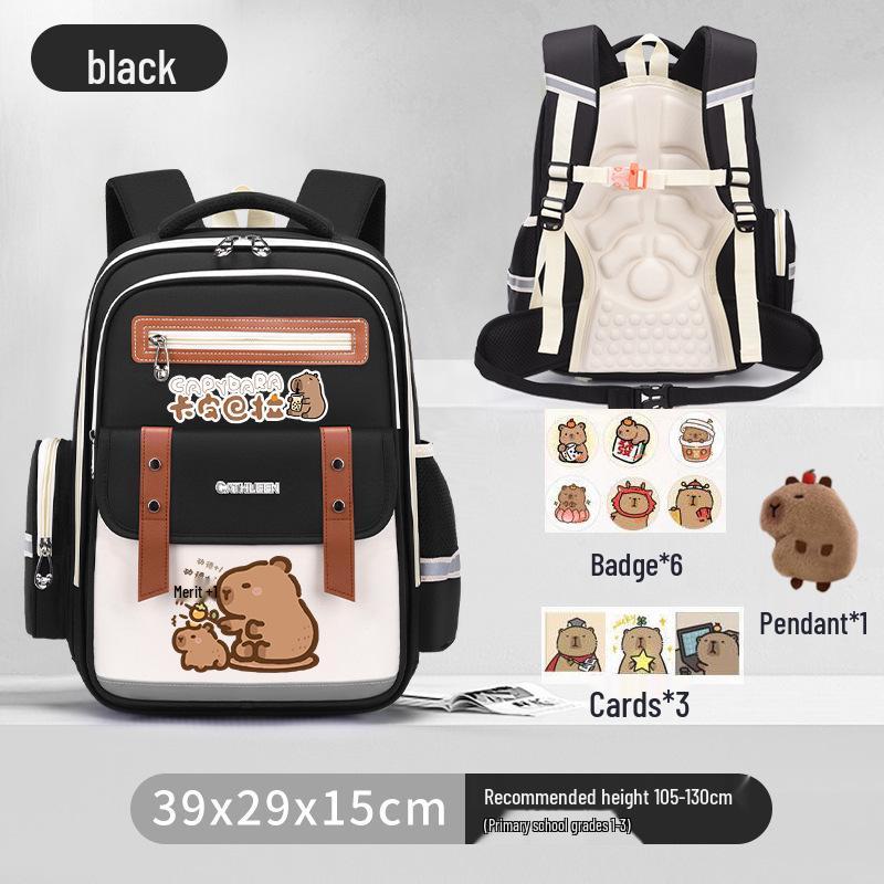 Capybara Oxford Spine-Support Backpack for Grades 1-6: Boys & Girls School Bag