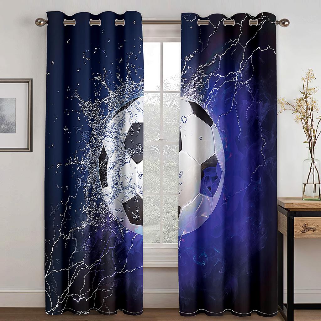Cartoon Football Soccer Sports Free Shipping Window Curtains For Living Room Kids Bedroom Bathroom Kicthen Door Home Decor2Pcs
