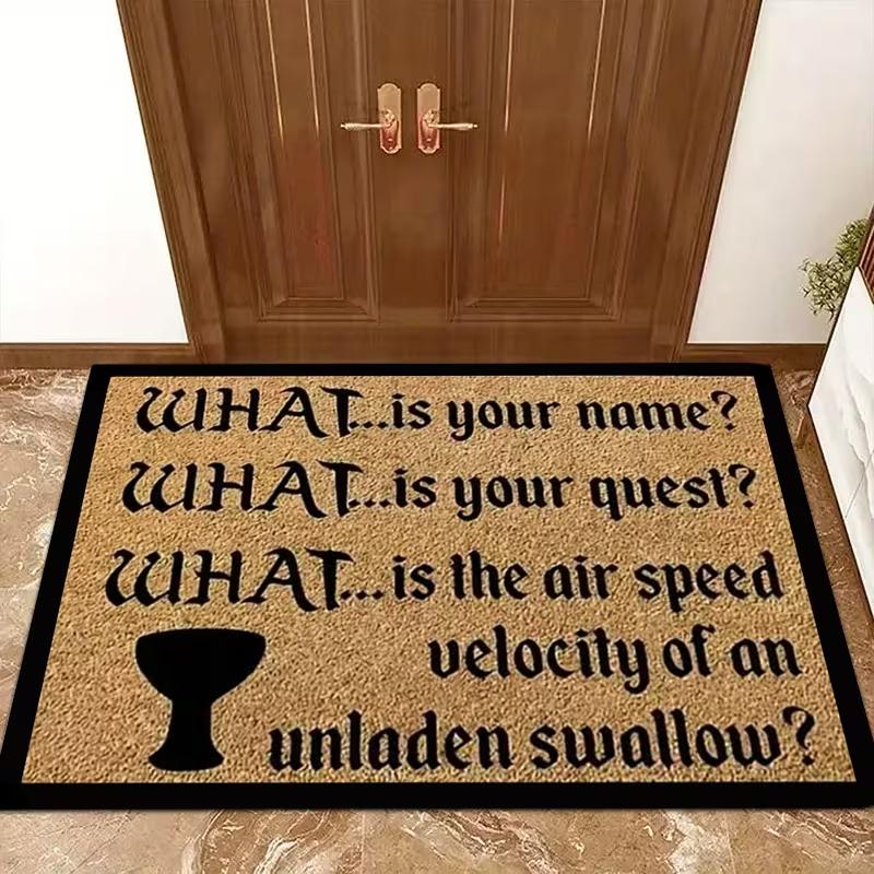 Skurriles Monty Python Heiliger Gral Trivia Fußabtreter, Kultklassiker Filmreferenz Design, Willkommensmatte für Eingangsbereich, Spielzimmer, Schlafzimmer 50x80cm