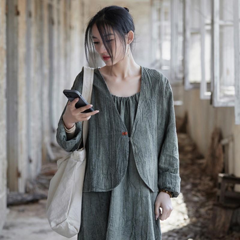 

Johnature женские винтажные рубашки топы с v-образным вырезом и длинным рукавом однотонные блузки весенние женские рубашки в китайском стиле One Size темно-зеленого