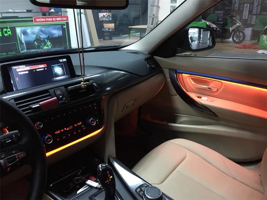Carbon Fiber Door Panel Ambience Welcome Light Package Trim For BMW 3 F30 F31