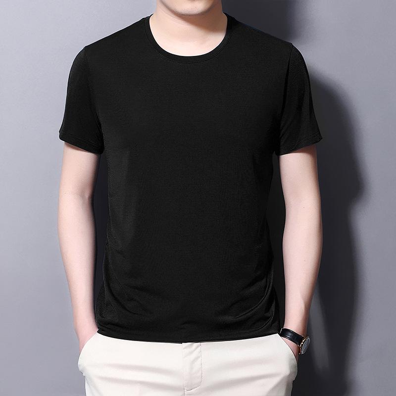 Men's Quick-Dry Modal Short Sleeve T-shirt - Lightweight, Solid Color, Round Neck Casual Summer Wear