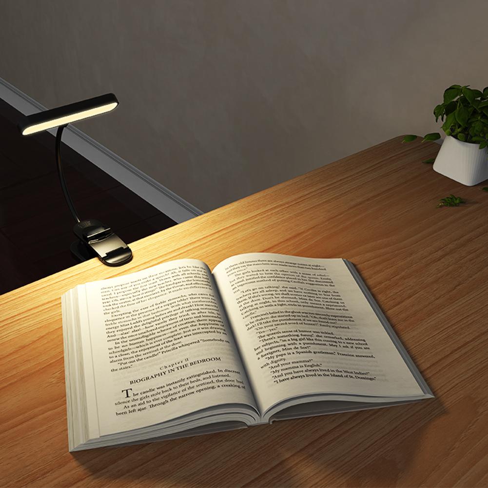 LED Clip On Reading Light with Flexible Neck Bedside Night Light USB-C Rechargeable Clip On Book Lamp for Piano Sheet Music