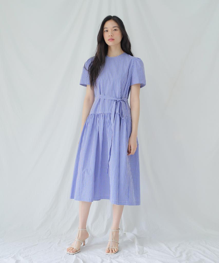 PAUL&ALICE Check Long Dress / Deep Blue