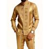 Spot TEMU Casual African Glossy Print Men's Ethnic Long-sleeved Trousers Set 2-piece Set