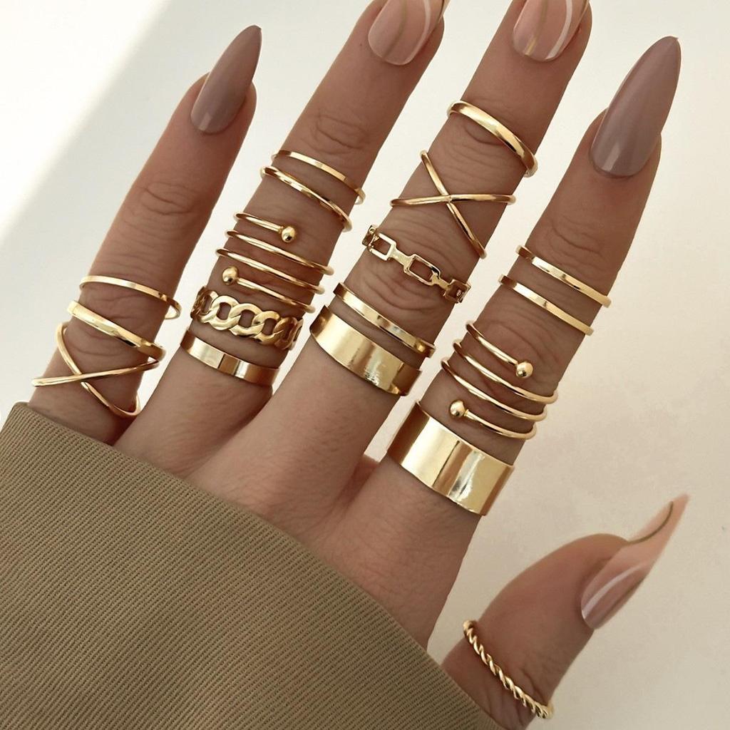 Trendy European and American Women's Rings: Niche, Fashionable, Cool Style, Light Luxury, Index Finger Set