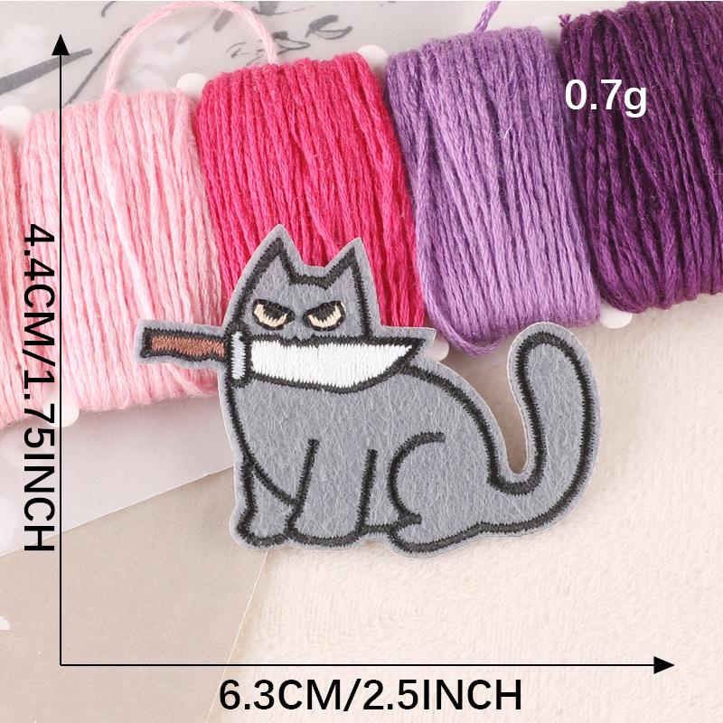 Aufnäher zum Aufbügeln mit Cartoon-Katze-Stickerei: Abzeichen für Kleidungszubehör