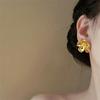 Gold color metal flower earrings for women multi-layers petals bohemian blooming flowers earring simple design