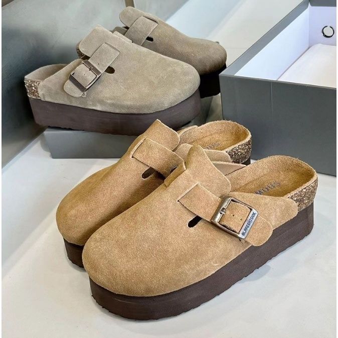 Spice Girl Muffin Looks Tall, Small Man Thick-soled Bag Head Slippers Shoes Round Head Cork Boken Light Mouth Style