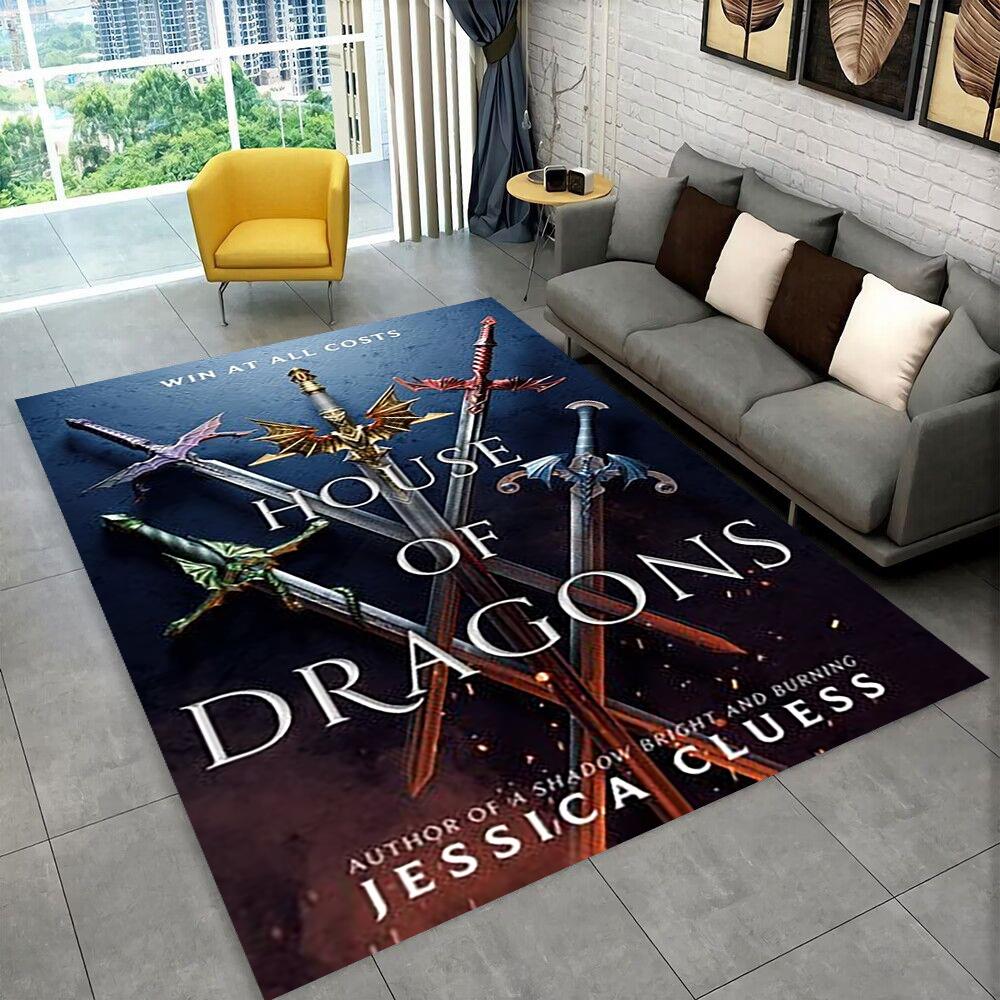 Tappeto Area Tappeto Tappeto TV Film House of The Dragon per Casa Soggiorno Camera da Letto Divano Zerbino Decorazioni, Tappetino Antiscivolo per Giochi Bambini 3D