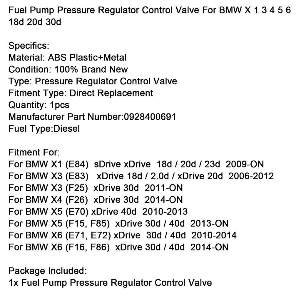 Kraftstoffpumpen-Druckregler-Steuerventil für BMW X 1 3 4 5 6 18d 20d 30d