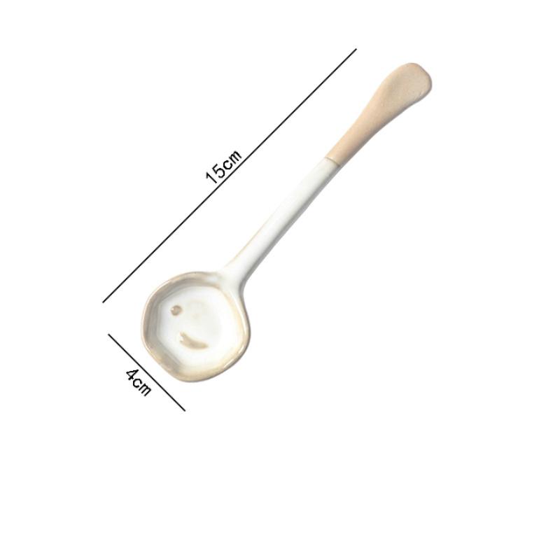 Long Handle Crooked Spoon Cute Exquisite Stoneware Retro Afternoon Tea Coffee Stirring Spoon High Value Handmade Spoon Spoon