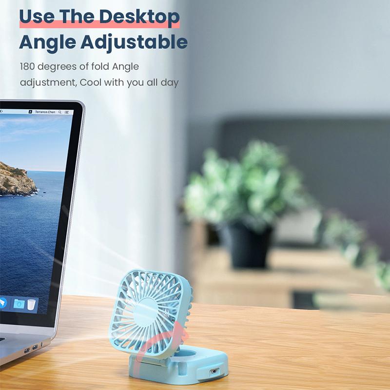 Outdoor Pocket Fan Usb Rechargeable With Vanity Mirror Desktop Square Mute Neck Fan Hanging Folding Handheld Portable Mini Fan