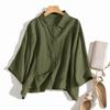 Moda Estiva Camicia con Collo a Lapel Donna Elegante Blusa a Maniche 3/4 Lavoro Bottoni Camicie Lunghe Tunica Donna Casual Ampia Bluse