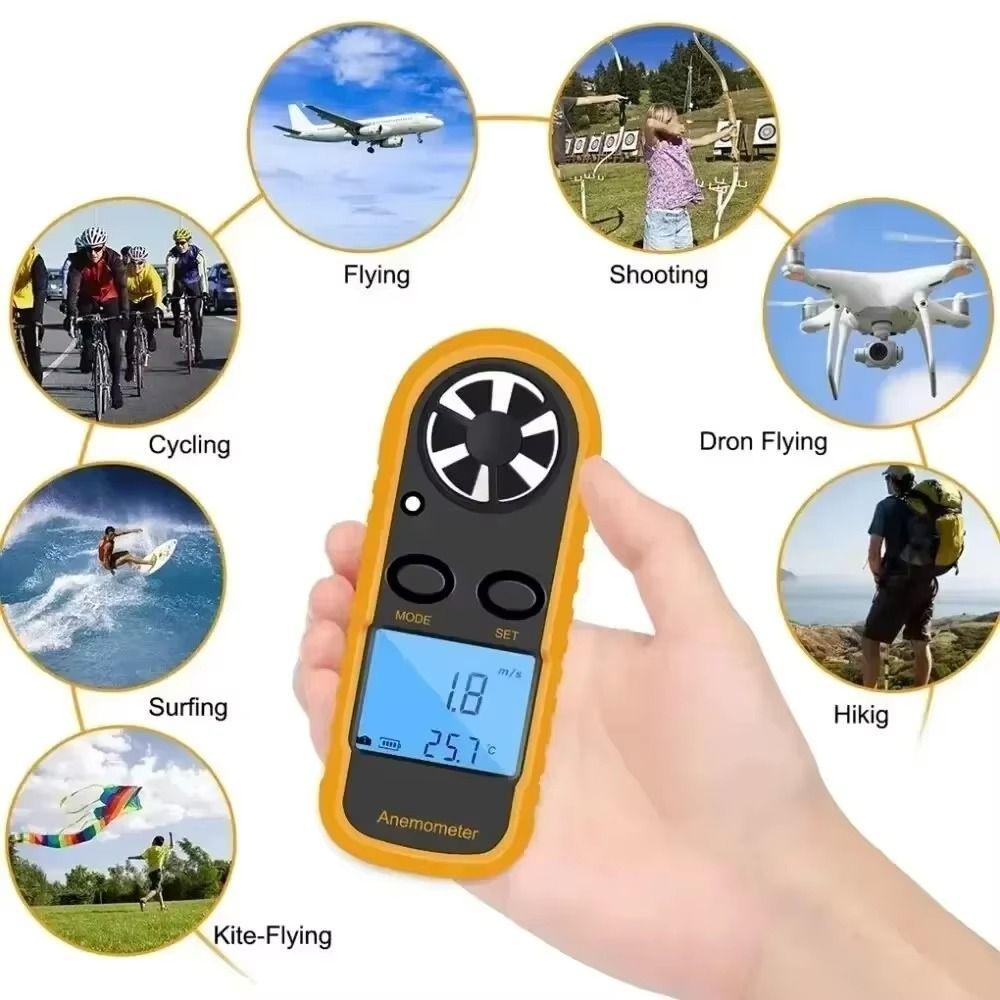LCD Display Digital Anemometer Mini Air Velocity Meter Wind Speed Gauge  Airflow Testing