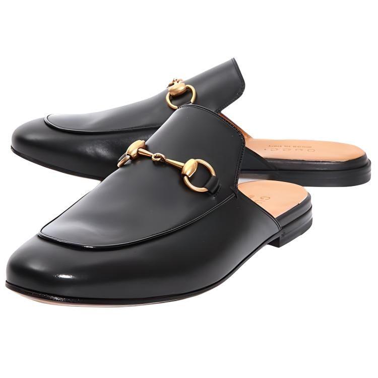 Gucci Horsebit Closed Toe Slippers Men's Black 426219 BLM00 1000