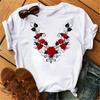 Women's T-shirt Fashion Creative Flower Printed T-shirt Casual T-shirt Short Sleeve Women's T-shirt