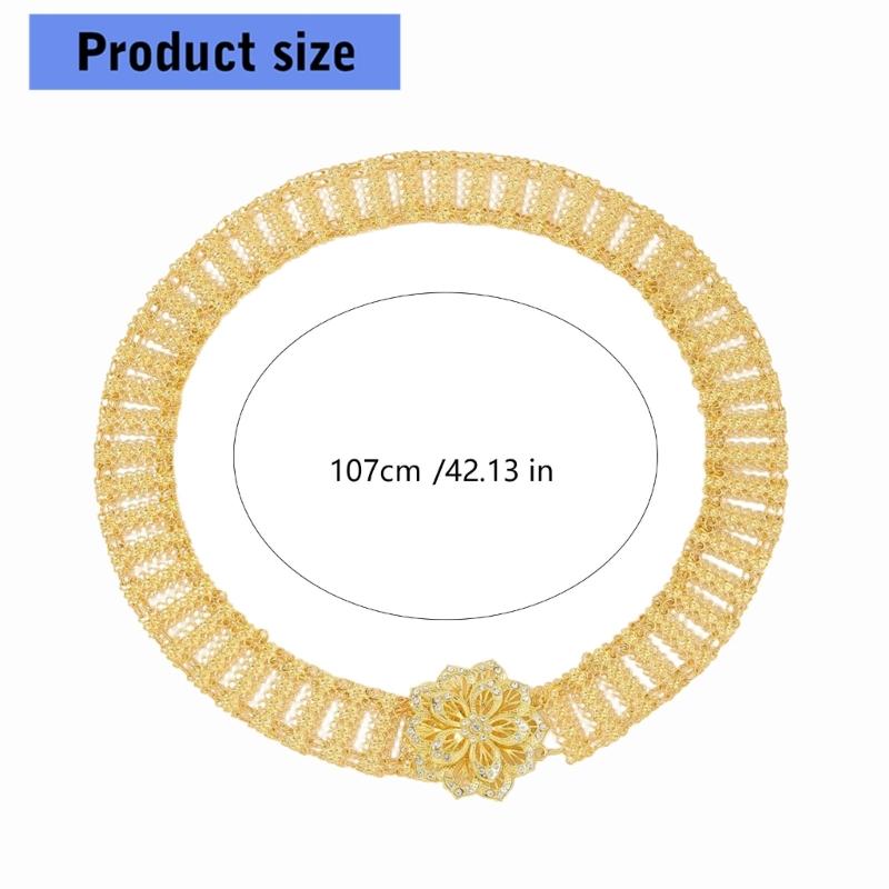 Blingbling Waist Belt Stylish Carved Floral Waist Chain Belt Elaborate Chain Belly Chain for Wedding Waist Chain