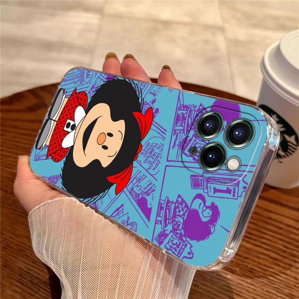 Mafalda Disney Transparent Phone Case For iPhone 17 Pro Max 17E 11 12 13 14 15 16 Pro Max Plus 17 Air 16E 7 X Soft Cover Mafalda