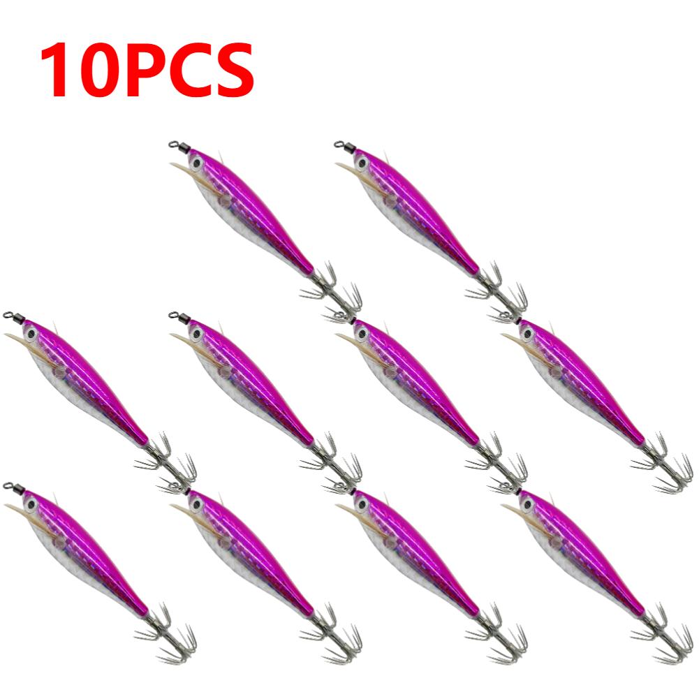 1-10PCS Luminous Fishing Lure Octopus Cuttlefish Fishing Bait Squid Jig Squid Hook Tackle Wood Shrimp Saltwater Fishing Baits