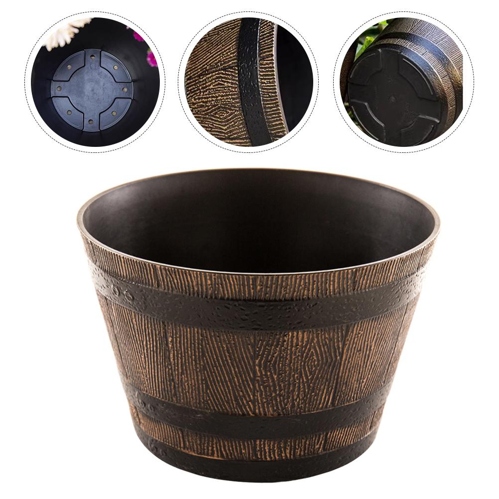 Pots de Fleurs Rétro Jardinage Poté Extérieur Jardinière pour Plantes Pot de Fleurs Décoratif Ménager Rond Résine Succulente