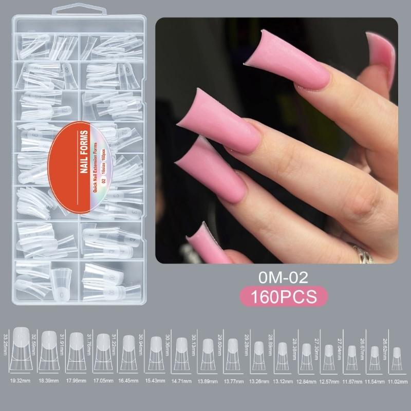 160Pcs Nail Extension Natural Fit Clear Nail Forms With Multiple Sizes For Perfect Nail Extension Comfort And Easy Use
