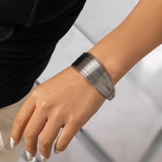 Women Bangle Multi-layered Wire Wide Open Adjustable Individual Alloy Metallic Hip Hop Club Party Wrist Jewelry Retro Punk Bracelet