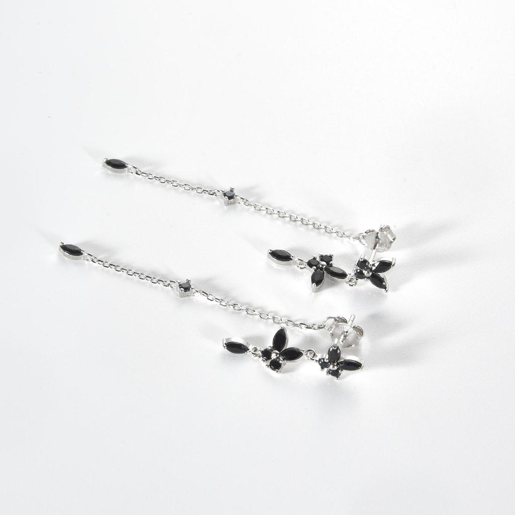 ANDYWEN 925 Sterlingsilber Gold Klar Schmetterling Zirkonia Kette Hängeohrring Feiner Schmuck Rock Punk Mode Kristallclips Hochzeit