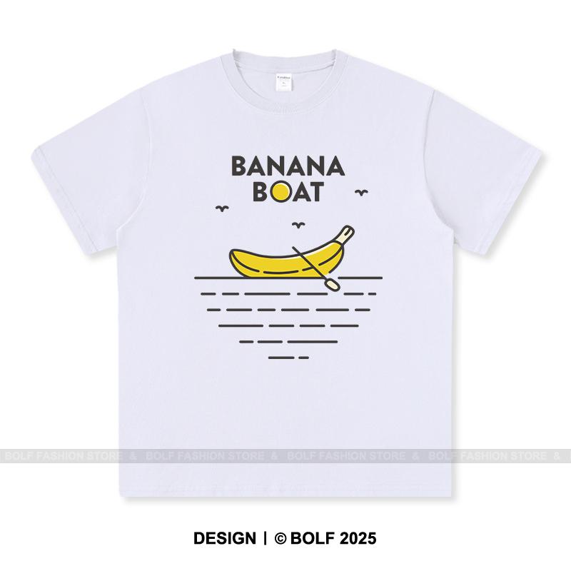 Women's Banana Boat Printed T-Shirt 100% Cotton Oversized Tropical Graphic Tees for Men Summer Tops Vacation Streetwear