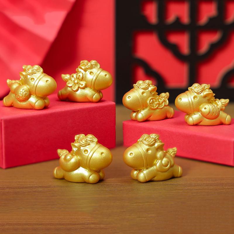2026  Year Figurines Miniatures Cartoon Lucky Gold Horse Micro Landscape Ornaments Home Room Desk Decorations Gift
