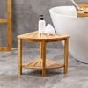 Corner Shower Stool with Storage Rack Anti-slip Natural Bamboo Shower Bench Multifunctional Shower