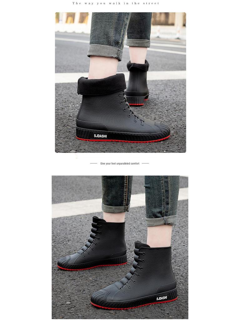 Unisex Wasserdichte Kurze Regenstiefel: Fleecegefüttert, Warm, Rutschfest, Abriebfest, Bequemes Freizeit-Schuhwerk.