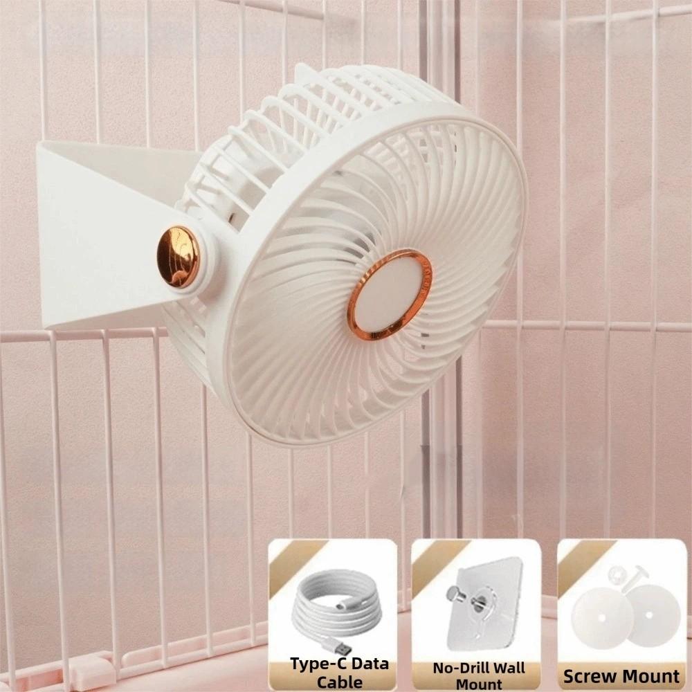 

Long Battery Life Pet Cooling Fan USB Powered Bird Cage Fan Cage Ventilation Fan Cage Accessories белый