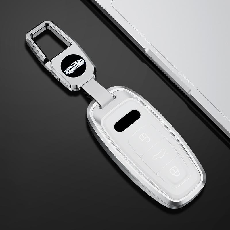 Metal Car Key Case Remote Cover Shell Holder Protector Keychain Fob for New A3L A6L A8L Q4 E-tron A7L Q6 S6 S7 S8 Q7 Q8 SQ7