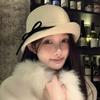 Elegant Woolen Bucket Hat Bowknot Wool Fisherman Hat Retro Hepburn Style Topper Hat  Outdoor