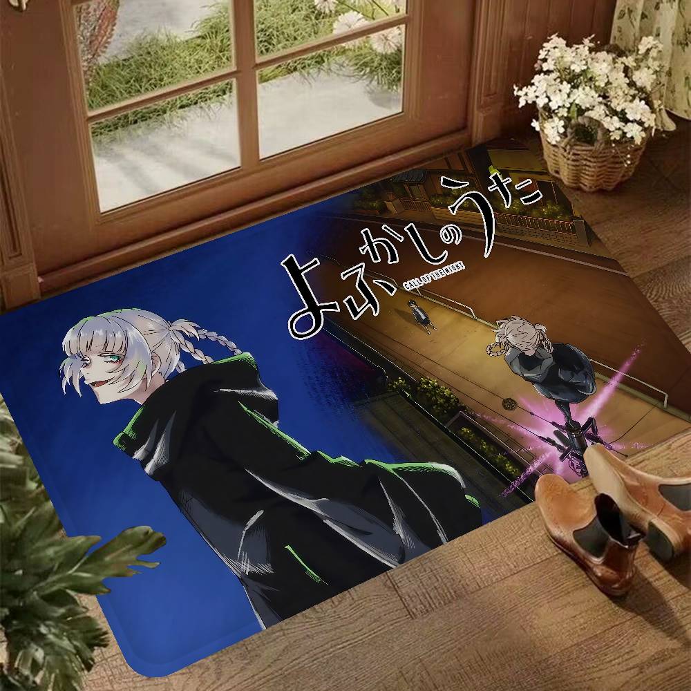 Call Night Nanakusa Nazuna Door Mat Washable Non-Slip Living Room Sofa Chairs Area Mat Kitchen Doormat Area Rug