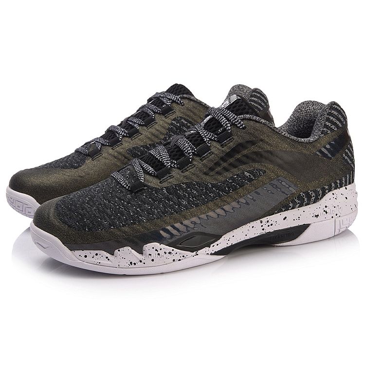 Li Ning Pioneer Shock Absorption Rebound Low Top Running Shoes Unisex Sneakers Black Green AYAN011-2