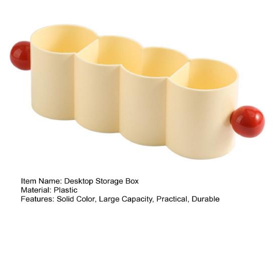 Desktop Storage Box Tubes Organizer Large Capacity 4 Compartments Multipurpose Fridge Storage Box Pen Makeup Brush Holder