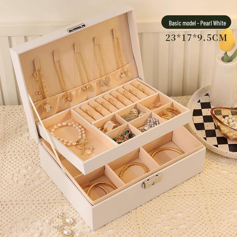 Exquisite Large Multi-Layer Jewelry Box for Necklaces, Ear Studs, Earrings, Rings & More