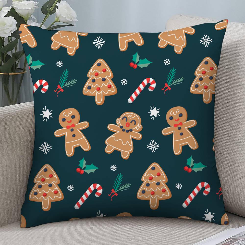 

Cute Gingerbread Man Christmas Pillow Case Short plush Double-sided Print Square Throw Pillow Covers Sofa Home Cushion Decor 12x12Inch