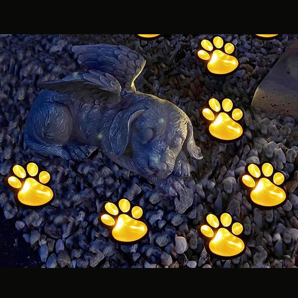All-Weather Resistant Paw Print Outdoor Lights Solar Garden Lights