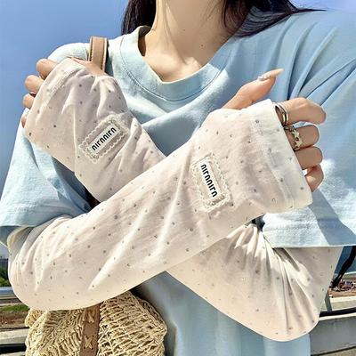 Polka-Dot Ice-Silk UV-Protective Arm Sleeves for Women Summer Arm Covers UV Protection Loose-Fitting Sun-Blocking Breathable Ice-Silk Arm Sleeves